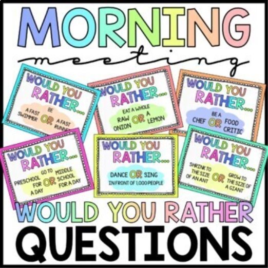 Описание: Morning Meeting Would You Rather Questions by Teaching from the HEARTland